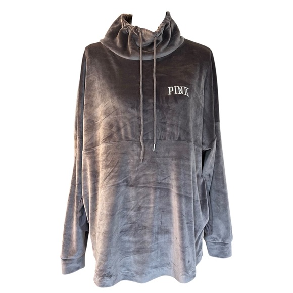 Victoria’s Secret PINK Varsity Velour Cowl Neck Relaxed Fit Tunic Top SZ Medium - Picture 3 of 9